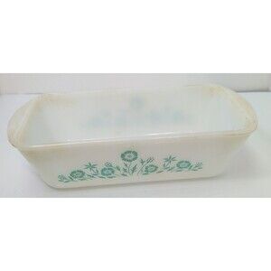 Vintage Sears Maid of Honor Bake & Serve Ware Blue Turquoise Floral Rectangular